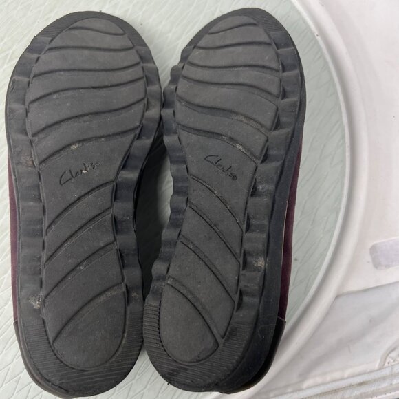 Clarks Collection Loafers Size 7.5 Sharon Dolly Slip On  Aubergine Brown Suede - Picture 6 of 8